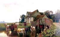 Cattle Watering on the River Stour