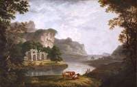 Wooded River Landscape with Drovers and Cattle beside a Ruined Castle