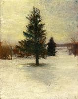 Snow, Sketch: Hillside with Cedars, Evening