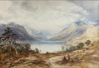 Loch Lomond with Figures and Cattle in the Foreground, Ben Lomond Beyond
