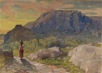 Capri; A Peasant Woman in a Mountainous Landscape