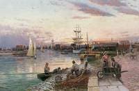 Fishermen beside a River Mouth