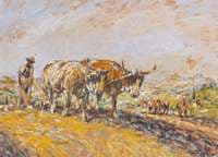 Ploughing Farmer with Oxen