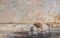 Shell Collector with Horses on the Beach