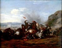 Horsemen in Combat, Man with a Red Flag
