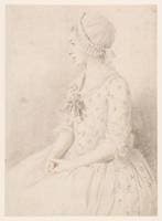 A Girl Seated, in a Flowered Dress