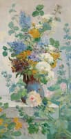Summer Flowers with Hollyhocks