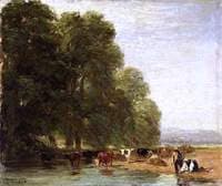 Landscape with Cattle by a Pool