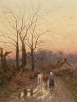 Driving Cattle at Dusk