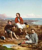 Florence, Arthur and Charles Moore on a Sea-Shore