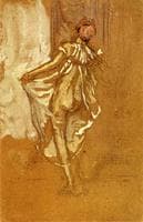 A Dancing Woman in a Pink Robe, Seen from the Back