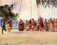Fagaloa Bay, Samoa, 1890, The Taupo, Gaase, Marshalling the Women Who Bring Presents of Food