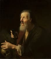 An Old Man with an Hourglass and a Skull