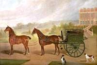 A Pair of Bay Horses Harnessed to a Dog Cart