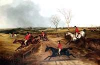 The Lane: Members of a Hunt Jumping the Fences by a Lane