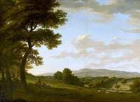 An Extensive Landscape with Figures by a Tree and a Distant Town