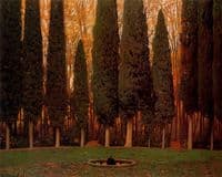 Jardin con cipreses