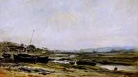 Fishing Boats by a Stream