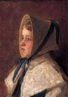 Head and Shoulders of a Girl Wearing the Bonnet as Worn by Girls of Dr Woodward's School, Maidstone