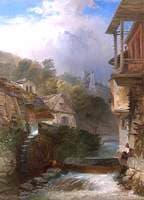 River with Watermill and Village beyond