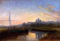 Lincoln from the River at Sunset