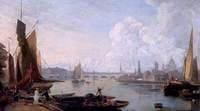 Waterloo Bridge and the Thames from Westminster Landing Stage, London