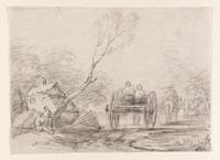 A Cottage, Cart, Horsemen, Etc.