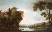 A River Scene with a Mansion Amongst Trees