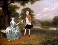 A Gentleman Handing a Lady a Sprig of Honeysuckle