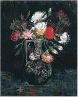 Vase with White and Red Carnations