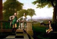 Edward Gordon, His Sister Mrs Miles, and Her Husband in Their Garden at Bromley