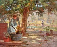 Woman Washing Kettles