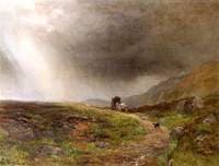A Man with a Horse and Cart and a Dog on a Moor