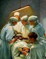 An Operation at the Military Hospital, Endell Street: Dr L. Garrett, Dr Nora Murray, Dr W. Buckley