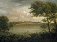 View of Copped Hall in Essex from across the Lake