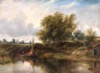 Canal Scene, Boats and Figures