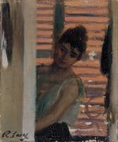 Woman Against a Blind