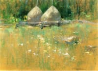 Haystacks at Edge of Woods