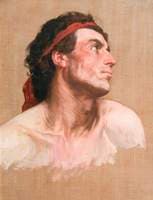 Head of a Man Looking Upwards and Sideways