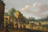 Village Scene with Figures Outside an Inn
