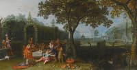 An Elegant Party in an Ornate Palace Garden