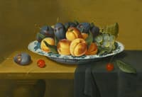 Still life with Peaches, Plums and Grapes