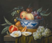 Still-life of Fruit in a Bowl with Oysters and Grapes