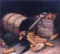 Barrel and Box of Corn with Scoup