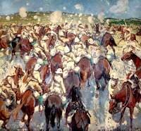 The Charge of the Royal Buckinghamshire Hussars at El Mughar, Palestine, 13 November 1917