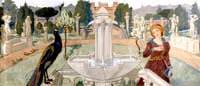 Peacocks and Fountain