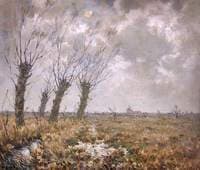 Fen Landscape, Willows and Windmill