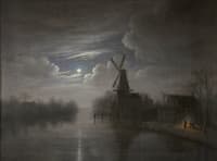 View along the Spaarne at Haarlem in Moonlight