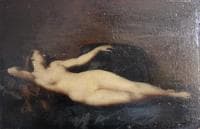 Woman Lying on a Black Couch