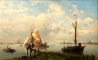 River Landscape with Fishing Boats